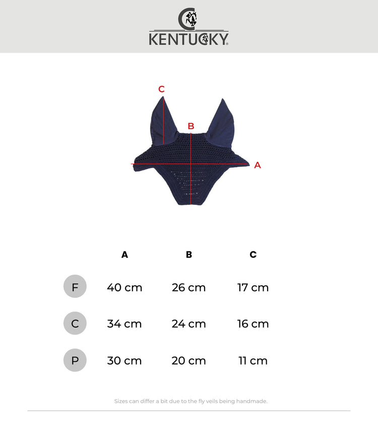Kentucky Horsewear Ear bonnet size chart