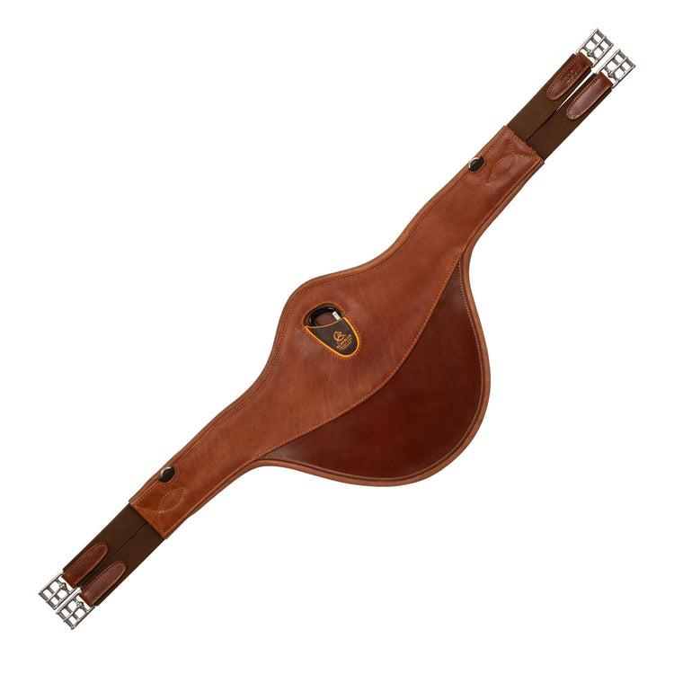 Brown leather belly girth for show jumping