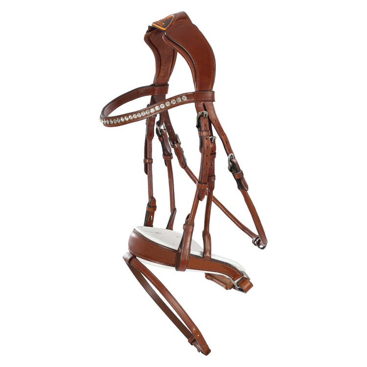 Cognac Dressage bridle in rolled leather
