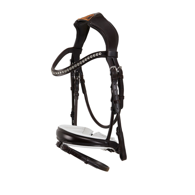 Dark brown rolled leather bridle