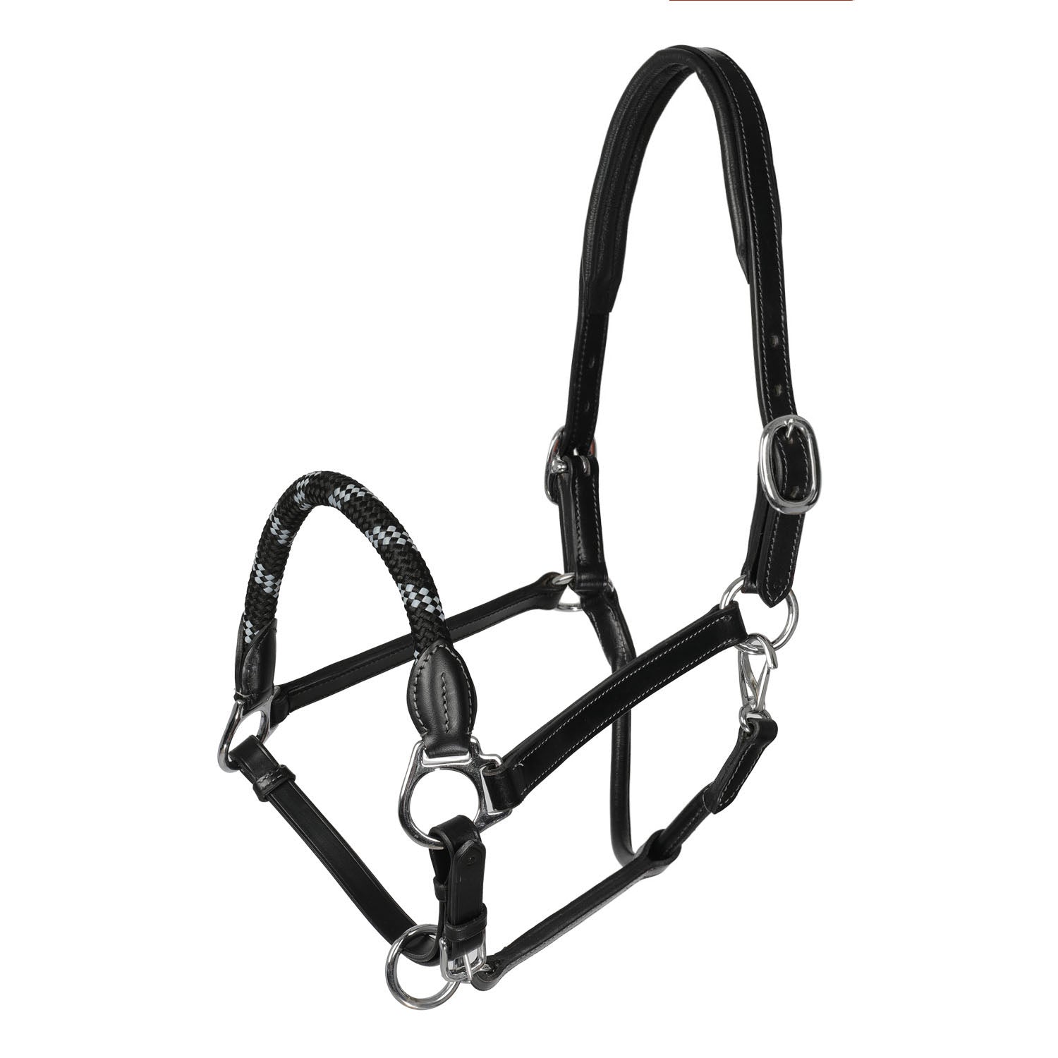Acavallo Italian Leather Halter with Ergonomic Pollguard and Rope Noseband