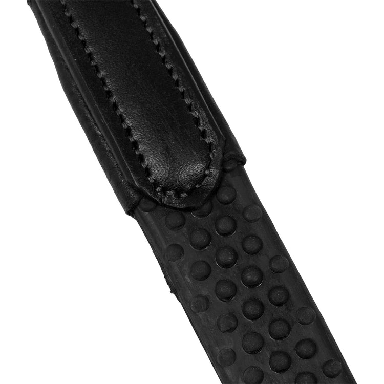 Rolled leather reins with rubber grip
