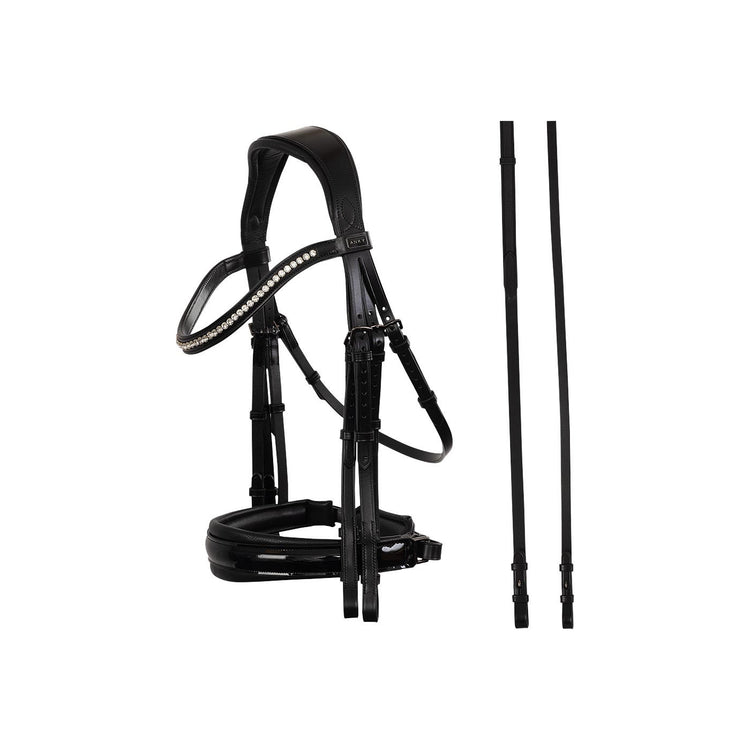 Anatomic double dressage bridle black