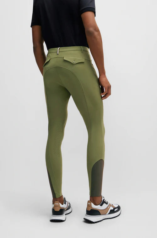 Green riding pants for men