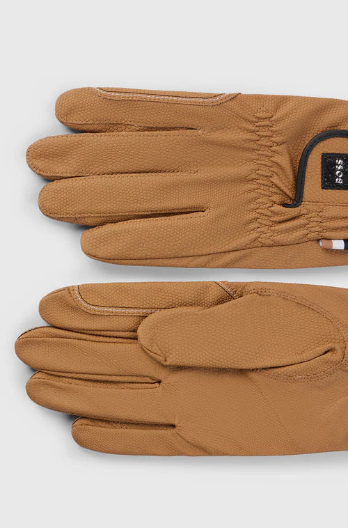 Tan colored horse riding gloves