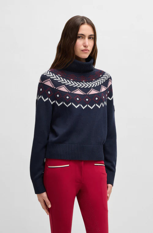 Hugo Boss winter sweater with Norwegian pattern in navy