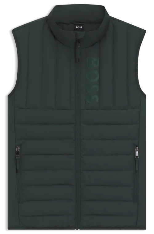 Dark Green Puffer vest for men from BOSS