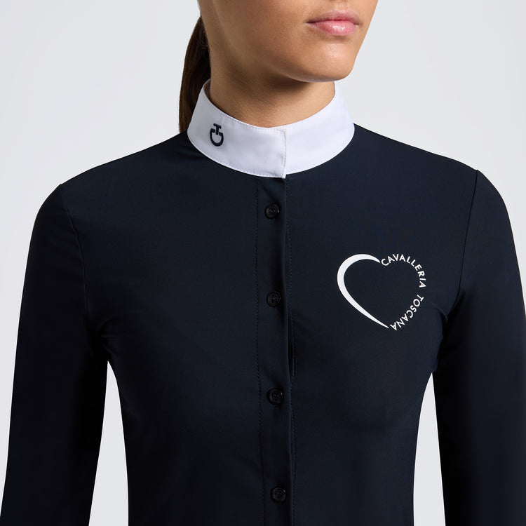 Cavalleria Toscana girls show shirt with heart logo in navy