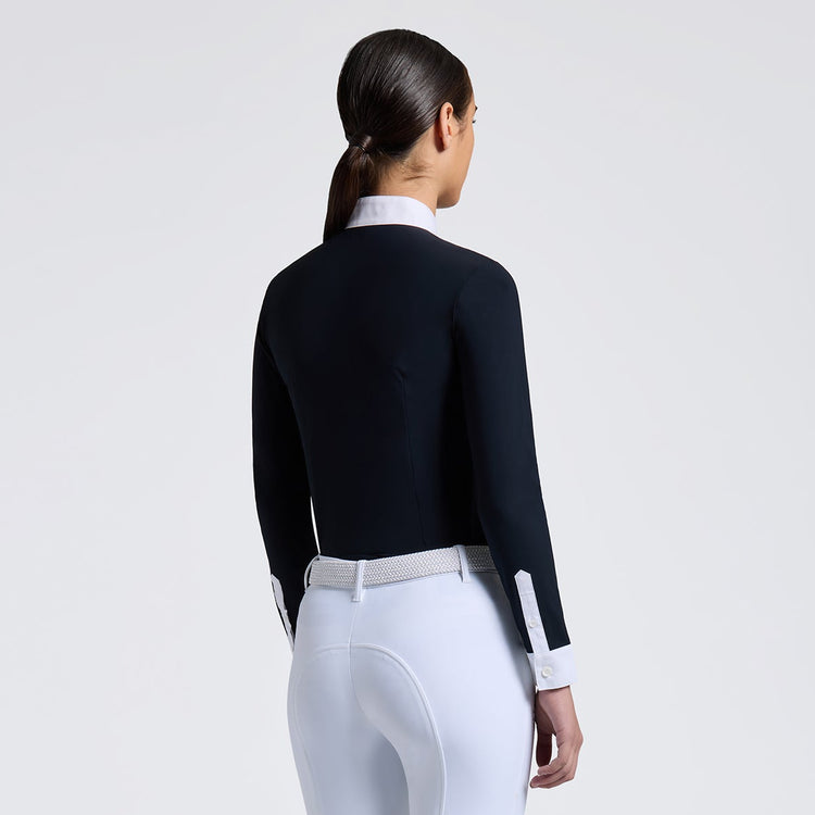 Back of Cavalleria Toscana Long sleeve girls show shirt in navy