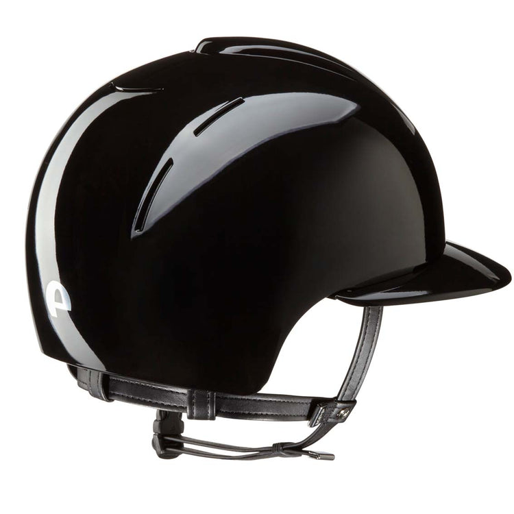 Polish Black horse riding helmet with wide peak
