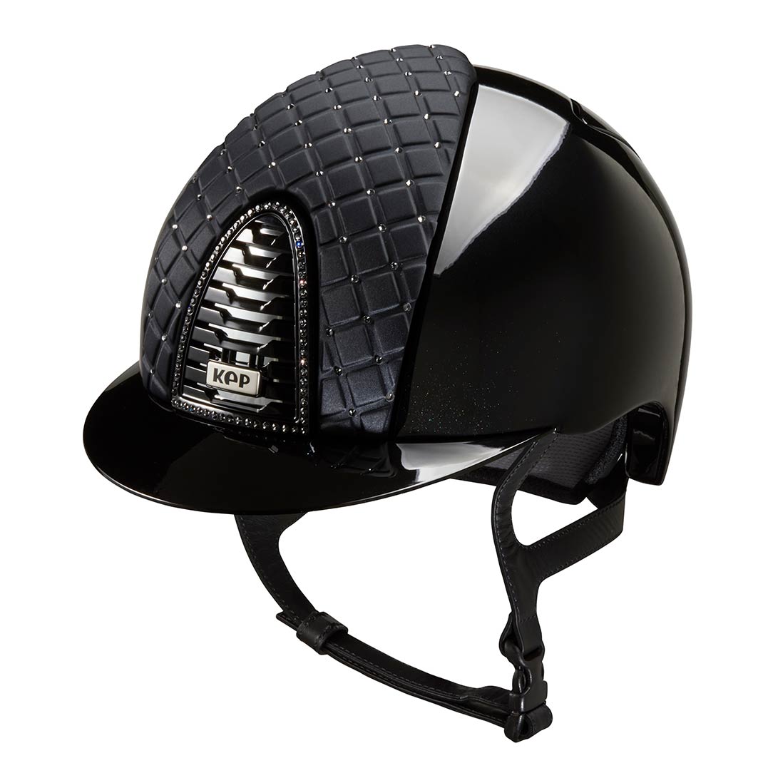Elegant black dressage helmet with Swarovski