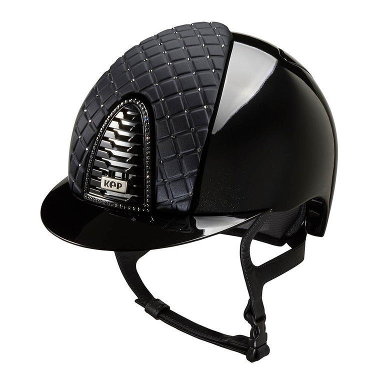 Elegant black dressage helmet with Swarovski