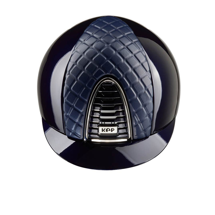 Kep helmet with leather insert in blue