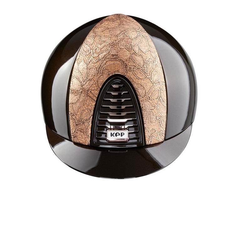 Shiny brown horse riding helmet
