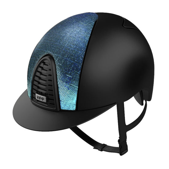 KEP riding helmet with shiny blue panel