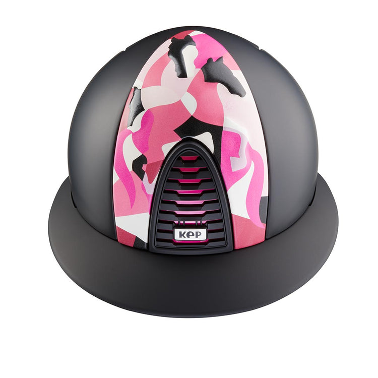 Riding helmet with pink details