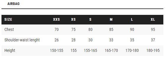 Cavalleria Toscana Airbag Vest Size Chart
