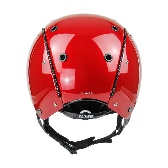Red equestrian helmet