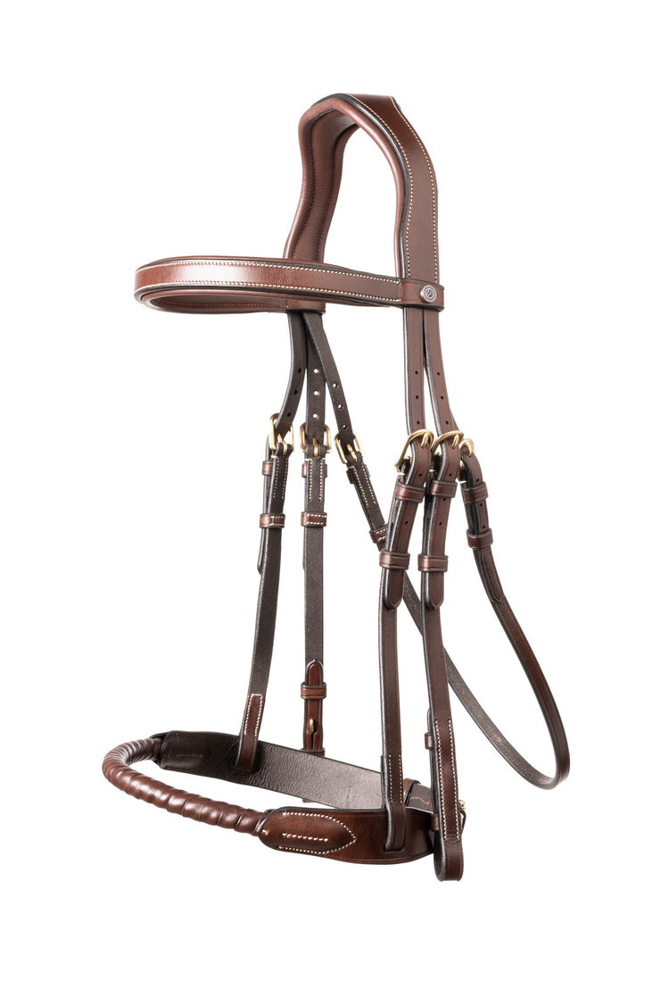 Brown rope noseband bridle