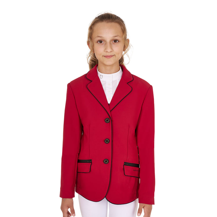 Equestro red show jumping jacket for girls