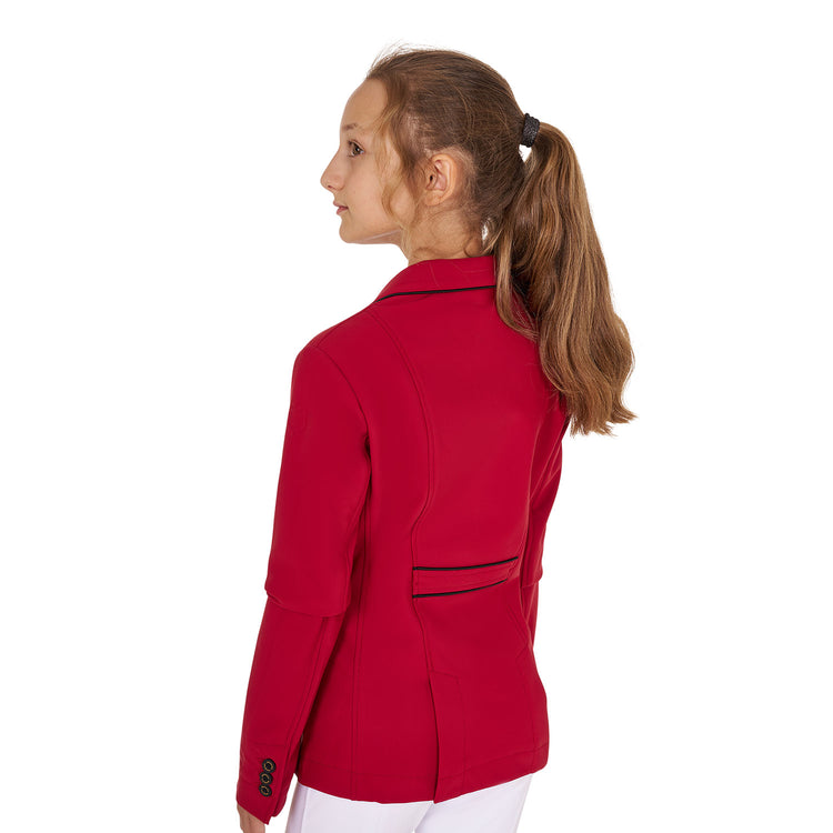 Girls red competition jacket rear view