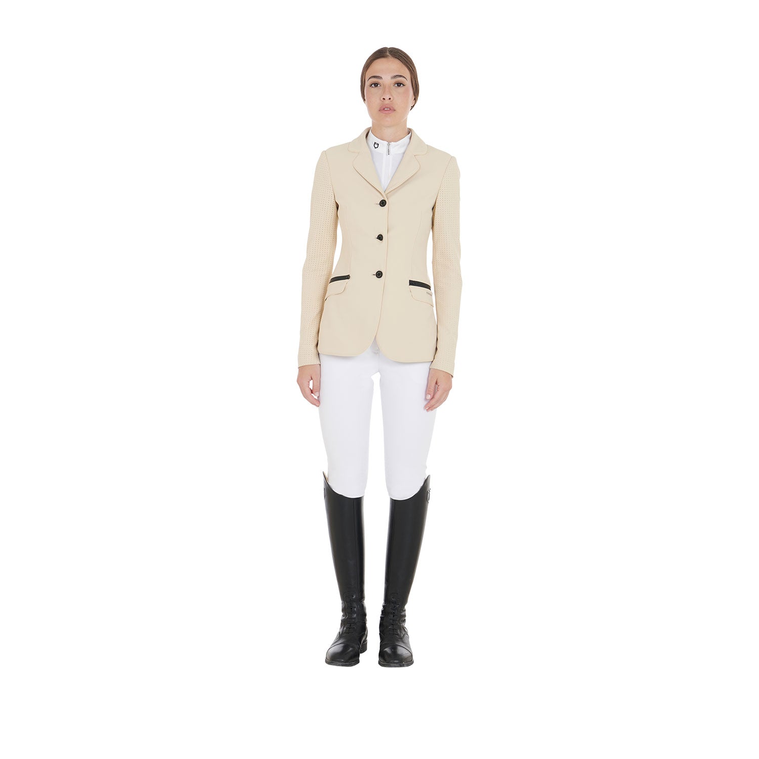 Equestro beige competition jacket with perforated fabric
