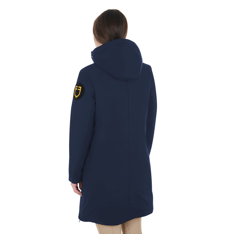 Equestro down jacket for women with windproof zip and printed logo