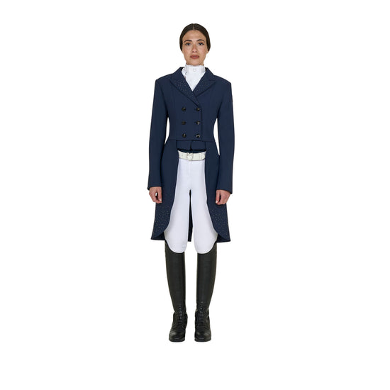 elegant women’s equestrian competition tailcoat with rhinestone detailing