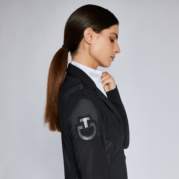Black perforated competition jacket women