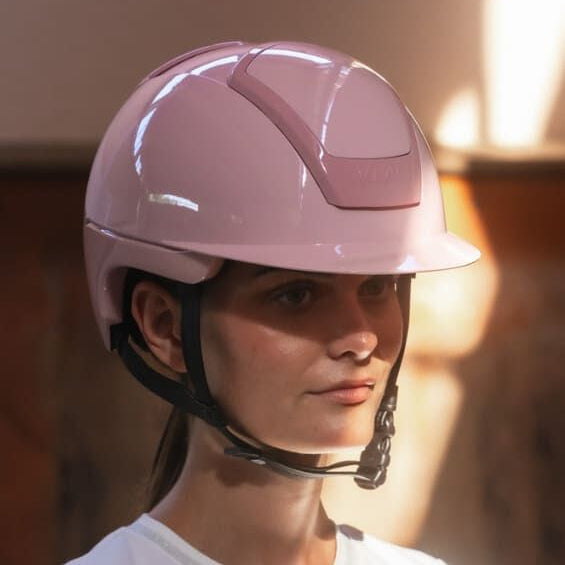 Pink horse riding helmet