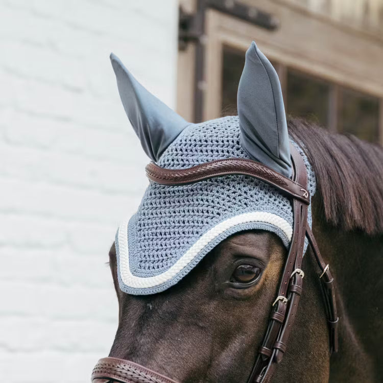 Kentucky Horsewear Soundless Ear BonnetWellington Plaited Cord Navy