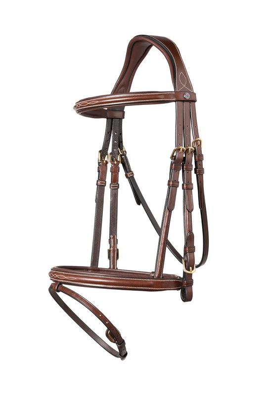 Brown flash noseband bridle with fancy stitch