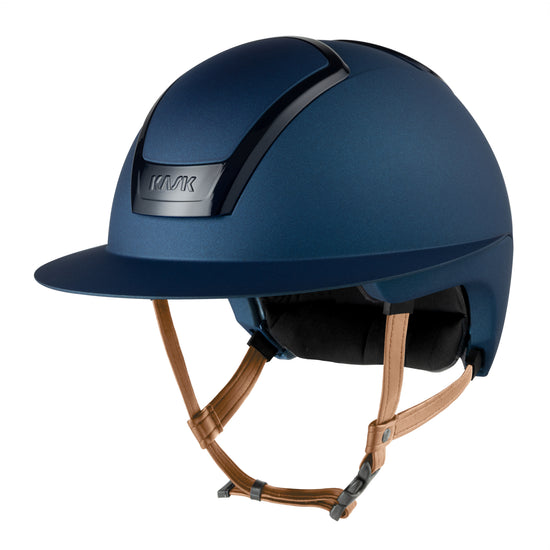 Riding Helmet Nemesi Wide Peak Matt Light Brown Chin Strap