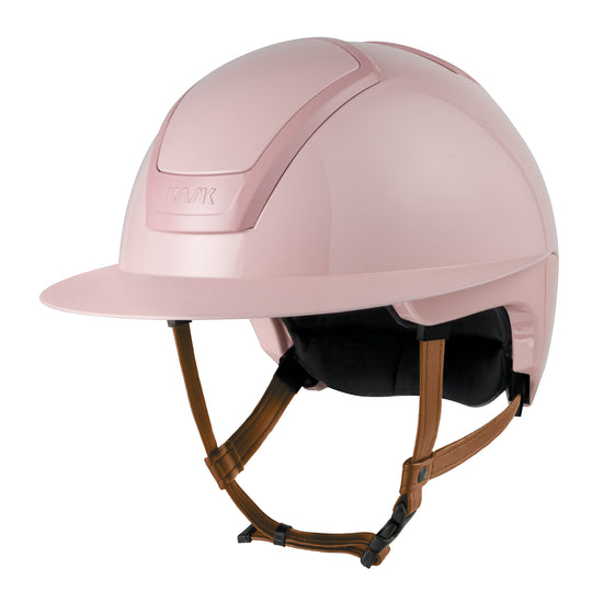 Riding Helmet Nemesi Wide Peak Shine Light Brown Chin Strap