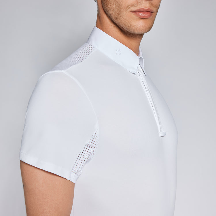 White mens short sleeve show jumping shirt