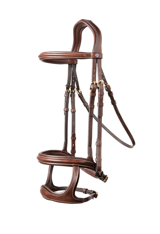 Brown double noseband bridle