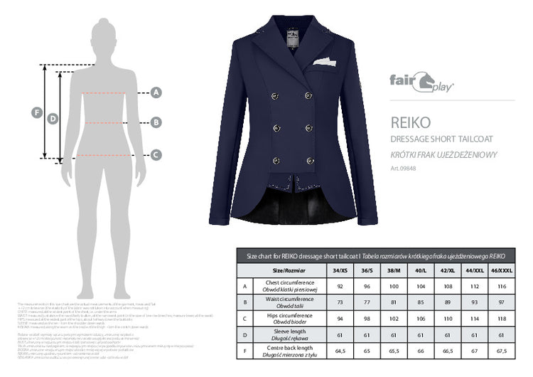 Reiko Adult Size Chart
