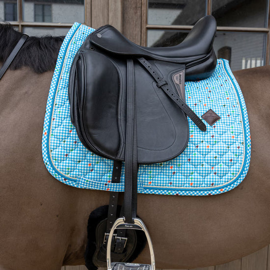 Saddle Pad Velvet Pied-De-Poule Dressage Blue