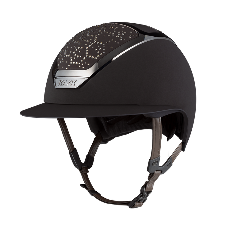 Brown Kask Star Lady Chrome Helmet with Vibe Swarovski