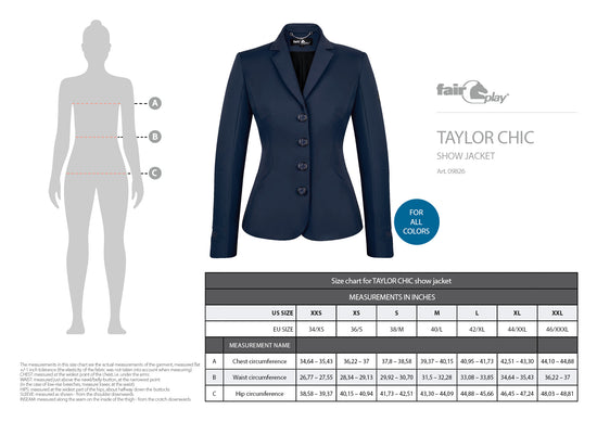 Fair Play Taylor Chic Size Chart