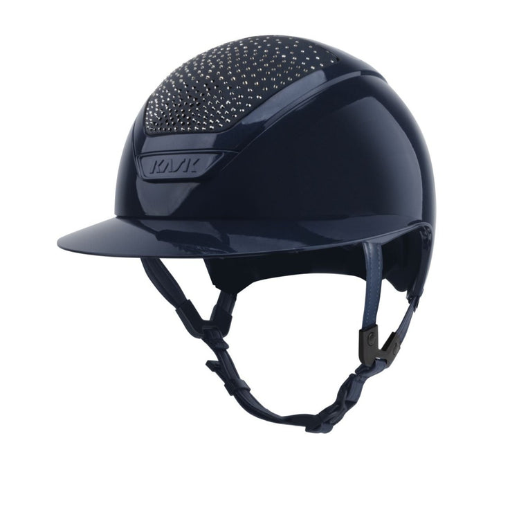 Shiny navy horse riding helmet 