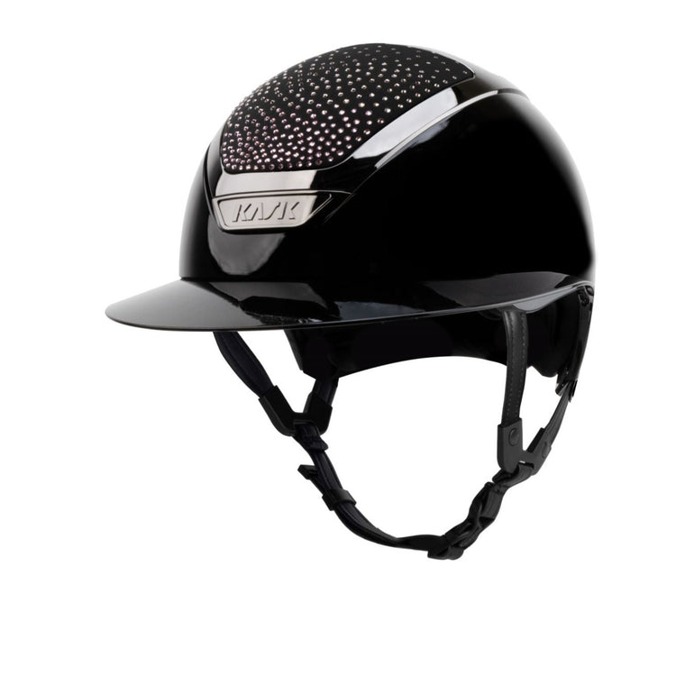 Horse riding helmet with pink Swarovski