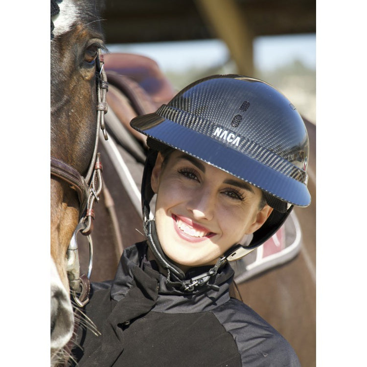 Show jumping helmet with extra wide brim
