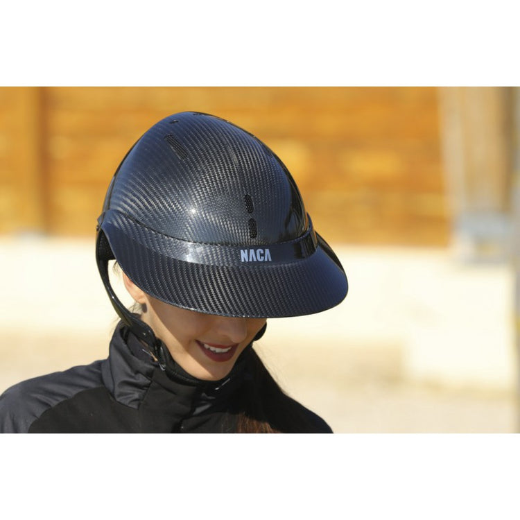 Naca horse riding helmet with extra wide peak