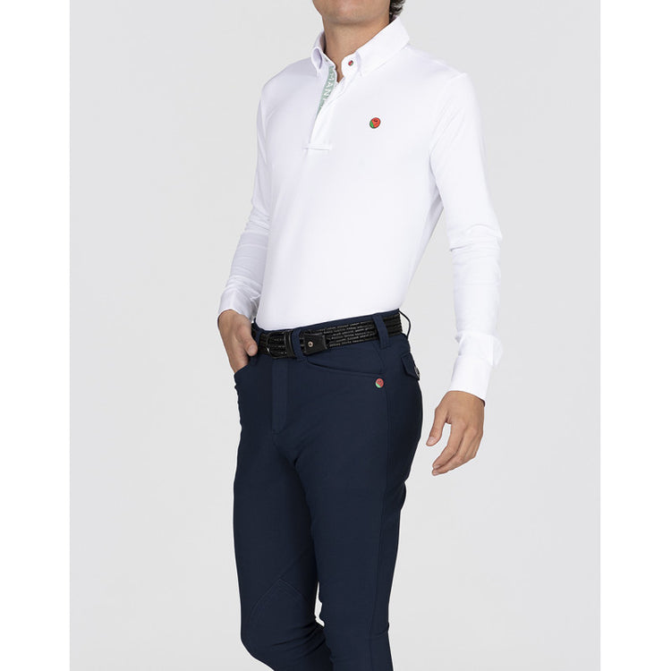 Long sleeve white competition shirt for males