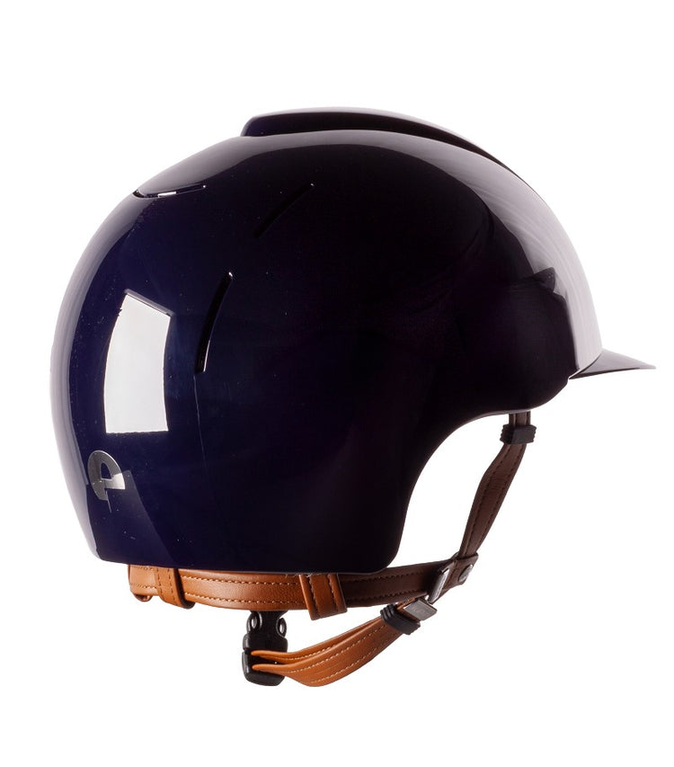 blue shiny riding helmet