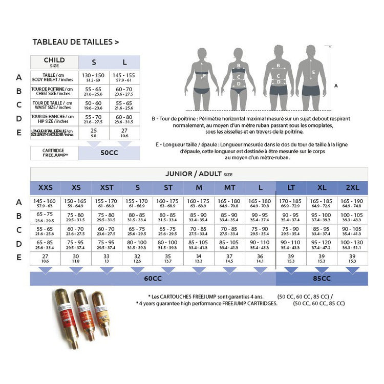 AIRSAFE EQUESTRIAN AIRBAG VEST SIZE CHART