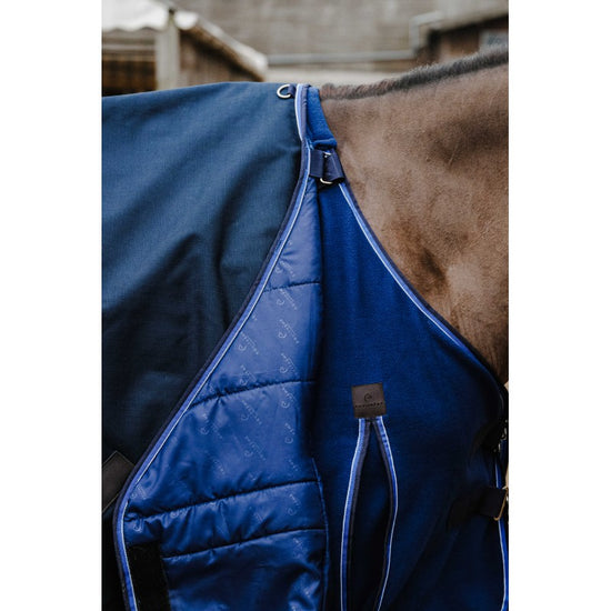 equitheme ripstop outdoordecke for horses with reflective tail flap navy