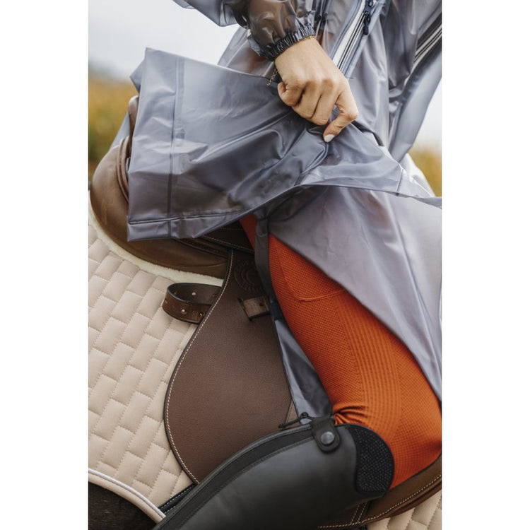Long rain jacket for horse riding