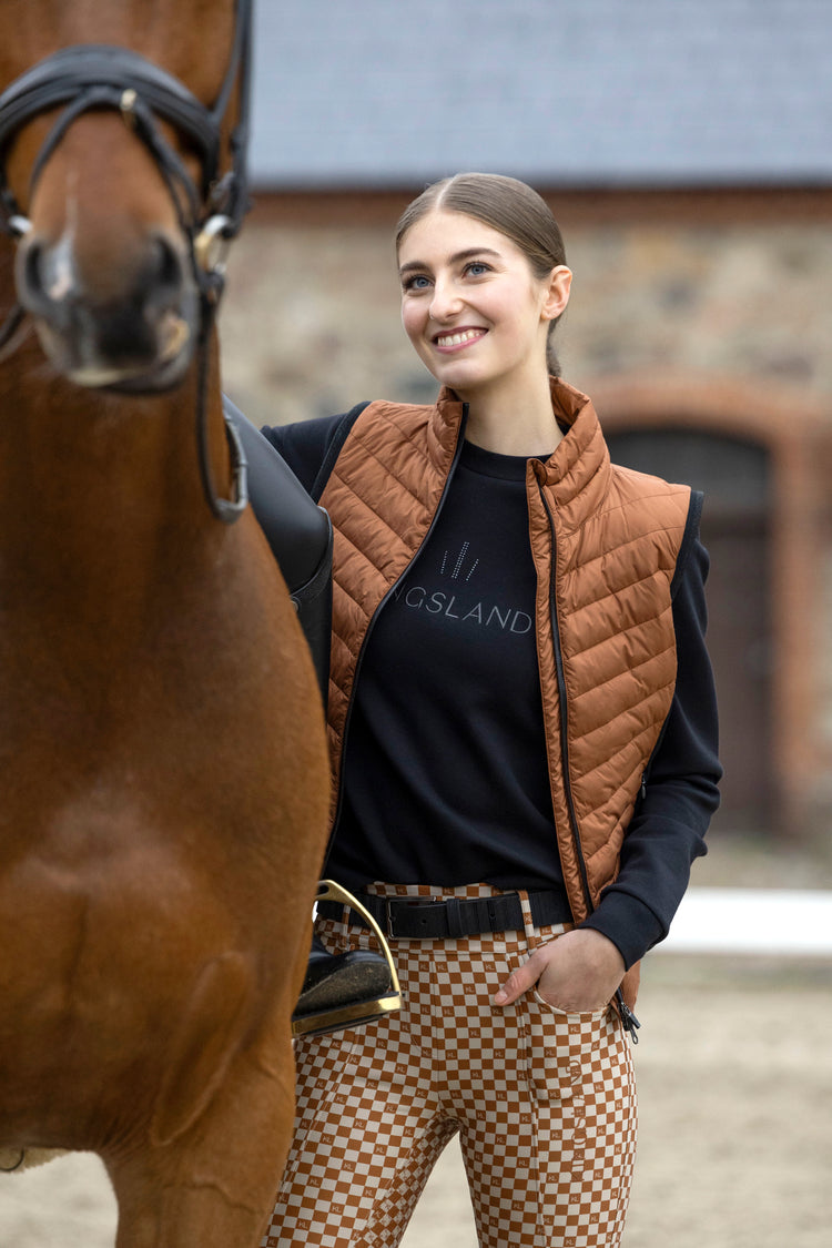 Kingsland pull on breeches in checked fabric brown